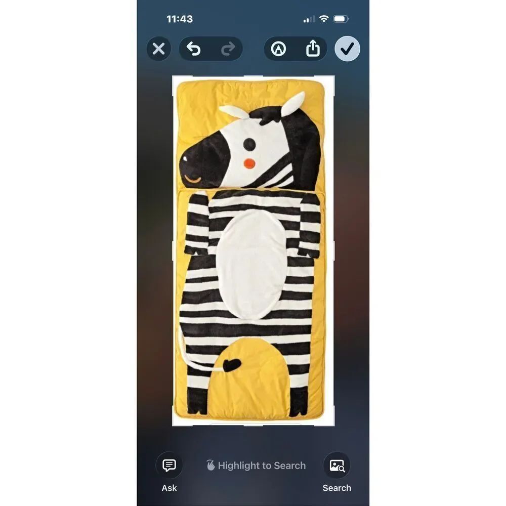 Land of Nod Zebra Sleeping Bag Kids